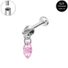 Pendente Bala de Titânio G23 Brincos de Tarraxa Zircônia Marquise Piercings Labiais Piercings de Osso da Orelha F136 Joias Versáteis para Body Piercing