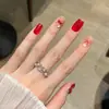 Unhas Usáveis da Chapeuzinho Vermelho 3D Kt Peças de Nail Art Espessadas Produto Acabado Cor Vermelha de Ano Novo Nail Art Clareadora Atacado Removível