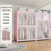 Guarda-Roupa de Aço Estilo Moderno para Armazenamento no Quarto, Guarda-Roupa de Chão para Apartamento de Aluguel Infantil, Cabideiro de Armazenamento à Prova de Poeira para Adultos
