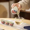 Juego de Té Kung Fu de Viaje Juego Completo Portátil para Exteriores Cerámica Un Bol Tres Tazas Bolsa Portátil para Cosméticos Logo Impreso