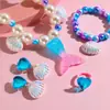 Set de Collar de Sirena para Niños Niñas Concha Pulsera para Niña Joyería de Princesa Bebé Lindo Clip para Oreja Anillo