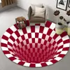 Alfombra Redonda Estéreo 3D Blanco y Negro Transfronteriza de Halloween para Dormitorio, Sala de Estar, Mesa de Café, Alfombrilla Absorbente con Trampa de Ilusión