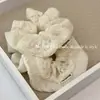Tejido bordado de algodón y lino de alta calidad al estilo coreano, anillo para el cabello de intestino grueso, cuerda para el cabello de color crema con temperamento, exquisita y elegante cuerda para la cabeza, flor para la cabeza