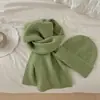 Bufanda gorro de punto de mezcla de lana estilo coreano perezoso para mujer, juego de color sólido versátil suave pegajoso engrosado cálido para el cuello
