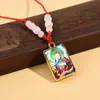 Novo Pingente de Buda Thangka Colar de Vidro Amuleto com Textos Budistas, Joia Retrô Estilo Étnico, Direto da Fábrica