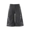 Wk223 Calle Principal Americana Estilo Unisex Retro Estilo Old Money Color Sólido Diseño Plisado Pantalones Cortos Holgados para Hombre