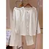 Pijama Miss Bunny de algodón y gasa blanca de manga larga, estilo sencillo, para mujer, nuevo conjunto suave para el hogar de primavera y otoño, amigable con la piel
