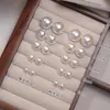 Brincos de Tarraxa com Pérola Grande Prata S999 Luxo Leve Retrô Francês Simples Modernos Brincos de Alta Qualidade Novo Estilo 2026 Acessórios de Orelha