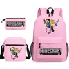Mi mochila escolar mundial de tres piezas con estampado, gran capacidad, bolsa de lona para computadora para exteriores para estudiantes de secundaria