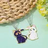 Aleación para Fundición a Presión con Galvanoplastia Personalizada Collar Creativo de Gato Luna para Pareja con Aceite Gotas Joyería con Pintura al Óleo Venta Directa de Fábrica