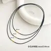 Cordón para Colgante Cuerda de Cuero Encerado Cadena para Clavícula Hombres y Mujeres Gargantilla Negra Delgada Colgante Colgante de Cristal Dorado Cuerda para Collar con Hebilla Oculta