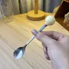 Colher de Café de Aço Inoxidável para Escritório Colher de Sobremesa de Alto Valor Colher para Xícara de Caneca Colher para Tempero Colher para Mexer Leite Colher com Bola
