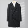 Abrigo de Lana Hecho a Mano Doble Faz para Hombre Otoño e Invierno Nuevo Estilo Británico Abrigo de Lana de Doble Botonadura de Longitud Media Abrigo para Hombre