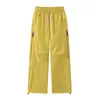 Pantalones de pierna ancha de cintura alta, cortavientos y cálidos para otoño, color liso, versátiles, clásicos, disponibles en varios colores, cordón ajustable, pantalones largos duraderos