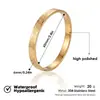 Pulsera de acero inoxidable 304 chapada en oro para mujer, pulsera de acero de titanio con anillo abierto liso, escritura de oración, impermeable, joyería de lujo ligero al por mayor