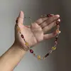 Colar de Flor Trançada com Contas Coloridas de Dopamina, Corrente de Clavícula Doce e Fresca Estilo Floresta, Corrente para Suéter Fashion e Versátil