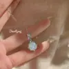 Colgante de Collar Octagonal Rosa Corte Milenio Azul Klein con Acuamarina Aretes de Stud de Diamante de Alto Carbono y Anillo de Estrella de Ocho Puntas para Mujer