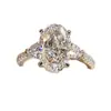 Anel Oval Estilo Luxo Moissanita Ovo de Pombo para Mulheres Super Brilhante Fashionable Anel de Temperamento Leve Luxo Acessório Versátil de Alta Qualidade