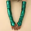 Luvas Longas sem Dedos de Couro Patente 48cm Feitas Sob Medida de Fábrica para Mulheres, Luvas Sexy para Vestido de Noiva, Festas e Ópera, Transfronteiriço
