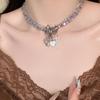Collar de Corazón y Cruz con Perlas de Cristal Estilo Dulce y Fresco para Mujer, Accesorio de Cuello en Capas de Nicho, Cadena para Clavícula Y2K Picante de Estrella