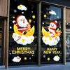 Decoración Navideña Escena para Exhibidor de Ventana Arreglo Papá Noel Muñeco de Nieve Adornos Pegatinas Estáticas para Puerta de Cristal de Tienda Pegatinas para Ventana de Adhesión Estática