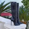 Botas de Moda Europeas y Americanas Transfronterizas, Botas Altas de Puntera Puntiaguda con Cremallera Lateral para Mujer, Botas de Tacón Alto de Talla Grande para Exportación