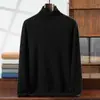 Suéter de punto de lana de cachemira para hombre, liso, de cuello alto, simple, casual, de color sólido, venta al por mayor transfronteriza