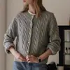 Exportación Transfronteriza Cárdigan de Punto Trenzado Amazon para Mujer Ropa de Abrigo Otoño e Invierno Suéter Trenzado Retro Simple de Manga Larga