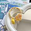 Lindo pasador de pico de pato con forma de estrella y carita sonriente amarillo lechoso, caricatura, dulce, para niña, coletero para el cabello, suave, lindo, para flequillo, joyería