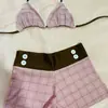 Verano Ins Nuevo Playa Piscina Sexy Hottie Lazo Lunares Diseño Camiseta sin Mangas Conjunto de Falda Traje de Baño Mayoreo