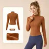 2026 Nueva Chaqueta Deportiva de Yoga Gruesa con Terciopelo para Otoño Invierno, Top Ajustado Adelgazante para Fitness Femenino