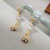 Pendientes de plata S925 con borlas y perlas de Corea del Sur, con degradado, estilo coreano, temperamento femenino, tendencia de moda, pendientes personalizados.