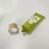 Tubo Flexível Verde com Tampa de Bambu Conjunto Cosméticos Limpador Facial Tampa de Rosca Plástico Atacado Cuidados com a Pele