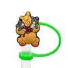 Gorra de Paja de Dibujos Animados Winnie the Pooh Transfronteriza Taza de Agua Creativa Cubierta de Popote de Silicona Tapón de Popote a Prueba de Polvo Venta al por Mayor en Stock