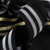 Banda elástica de seda dorada y plateada TAPIO, banda de goma suave, banda elástica jacquard, seda negra y dorada, accesorios para ropa, zapatos y sombreros.