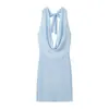 Comércio Exterior 2026 Primavera Novo Estilo Europeu e Americano Moda Feminina Sexy Slim Fit Gola Halter Decote V Sem Mangas Vestido