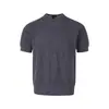 Camiseta Polo Henley de Malha Preta Estilo Americano Manga Curta Masculina de Verão Cor Sólida Estilo Old Money Camiseta Manga Meia Mangas Corte Limpo