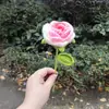 Rosa Acabada Glória da Manhã Folhas de Rosa Flor Artificial Buquê Único Crochê de Lã Feito à Mão Presente de Dia dos Namorados