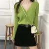 Cardigan de punto chic y rejuvenecedor para mujeres petite, primavera y otoño, estilo coreano chic, corte ajustado, favorecedor, estilo suave, top corto
