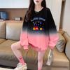 Sudadera Fina Estilo Lindo Gato Graffiti para Mujer Único Color Contrastante Degradado Moda Talla Grande mm Holgada Casual Cubre Piel Top