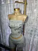 Estilo Retro Americano Y2K Gótico Top Tubo Estampado de Cruz con Pedrería Pantalones Cortos de Tiro Bajo Conjunto de Chica Popular Estilo Ins Transfronterizo