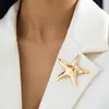 Broche de Estrella de Mar Metálico Brillante Más Vendido Transfronterizo, Broche de Estilo Minimalista, Accesorio Versátil para Ropa al por Mayor
