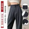 Calça de Terno de Veludo Cotelê Preta Feminina 2026 Nova Outono Perna Reta Calça de Terno Formal Profissional Trabalho Deslocamento Calça de Perna Larga
