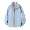 Chaqueta de dos piezas inspirada en diseñador con retazos a cuadros para hombre, primavera y otoño, casual retro americano, top holgado