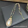 Nueva Cadena para Suéter con Turmalina Incrustada de Perla Mabe Natural, Joyería de Segunda Mano, Collar Hecho a Mano de Perlas de Agua Dulce, Suministro al por Mayor