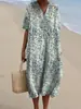 Vestido de punto independiente transfronterizo para toda la web, con escote en V y estampado de vida marina, vestido de manga corta holgado para mujer