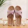 Chinelo de Casa para Casal Verão Chinelo de Linho Sola Grossa para Piso de Madeira Atacado Sandálias Chinelos Outlet de Fábrica Masculino e Feminino