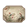 Tapete Escorredor de Cozinha Estilo Chinês com Flores e Pássaros, Tapete Absorvente, Tapete Antiderrapante, Tapete de Controle de Água para Louças Domésticas, Tapete Resistente ao Calor para Mesa de Jantar