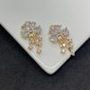 Accesorios de Cobre con Circonita Micropavé de Oro de 14K que Conservan el Color, Pendientes Colgantes de Flor de Mariposa Meteoro, Accesorios de Joyería DIY