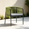 Silla de ratán para patio exterior, mesa y sillas de ocio, balcón al aire libre de jardín para el hogar, silla creativa con respaldo de cuerda para casa de huéspedes, mesa de café pequeña